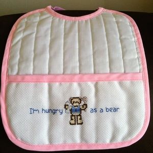 "Beary Cute" Counted Cross Stitch Baby Bib